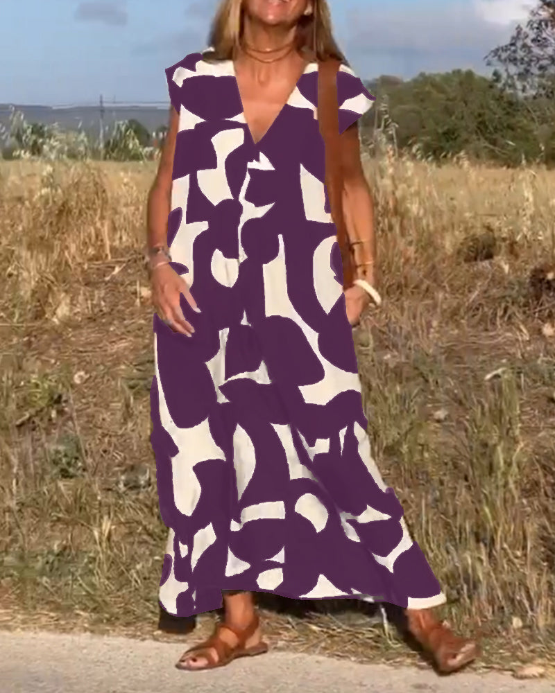 Ellen | Abito stampato con scollo a V per Donna
