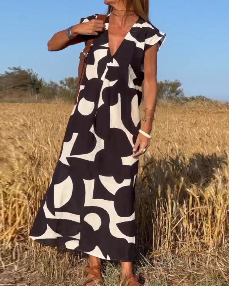 Ellen | Abito stampato con scollo a V per Donna
