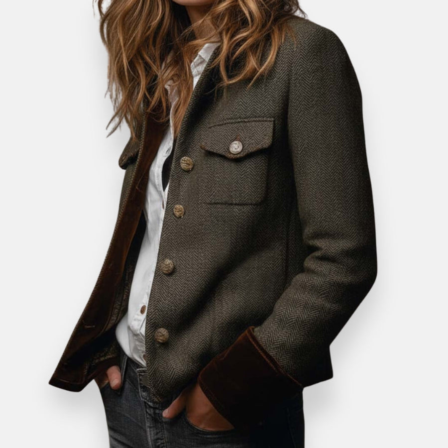 Anais | Cappotto Elegante con Dettagli in Velluto da Donna
