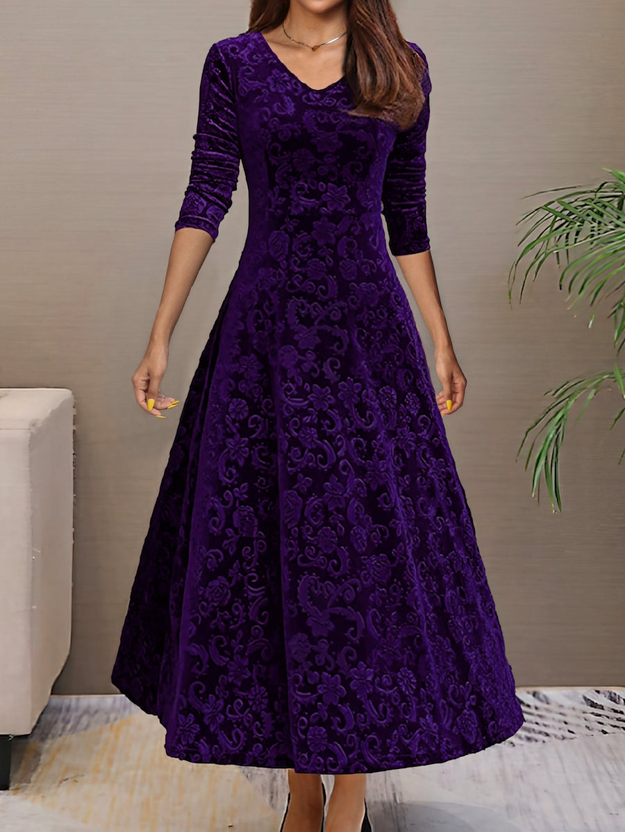 Denise | Elegante abito di festa em veludo con scollo a V