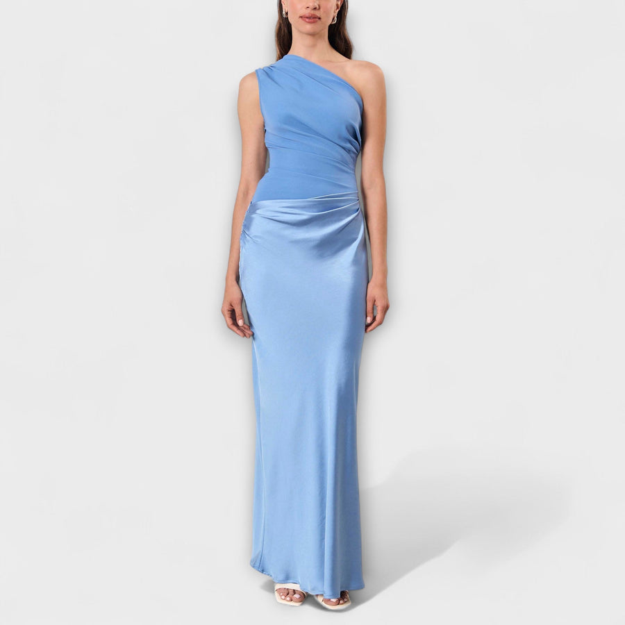 Amarílis - Abito lungo elegante con pieghe di un ombro