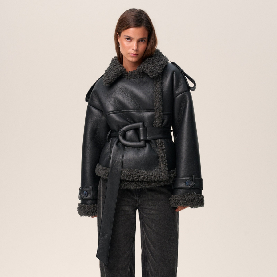 Elvira | Cappotto shearling con vita