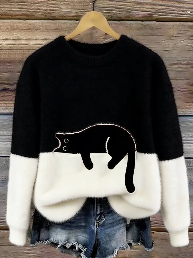 Luna | Maglione Feminino con Gráfico di Gatto