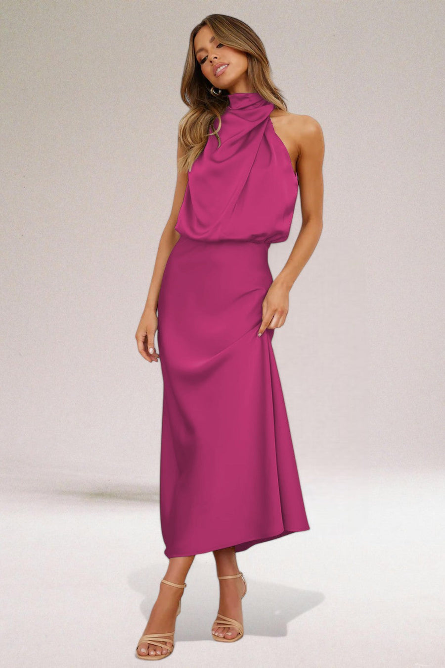 Flavia | Abito halter da donna in raso glamour