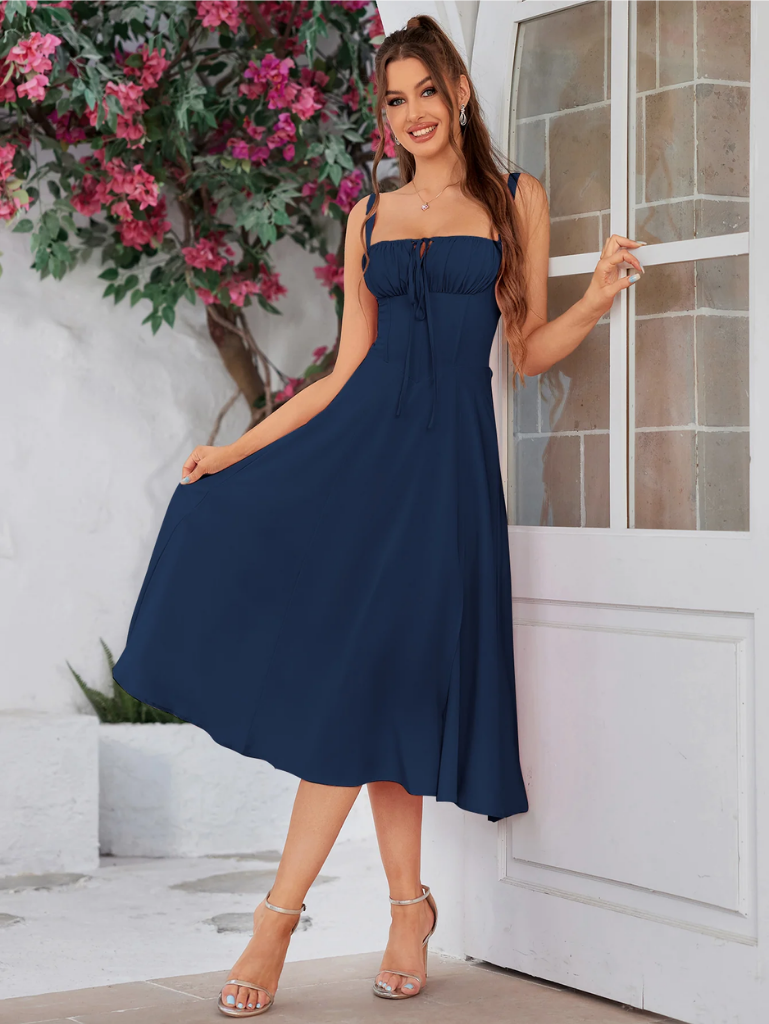 Claudia – Abito Cami con Busto Arricciato e Spacco