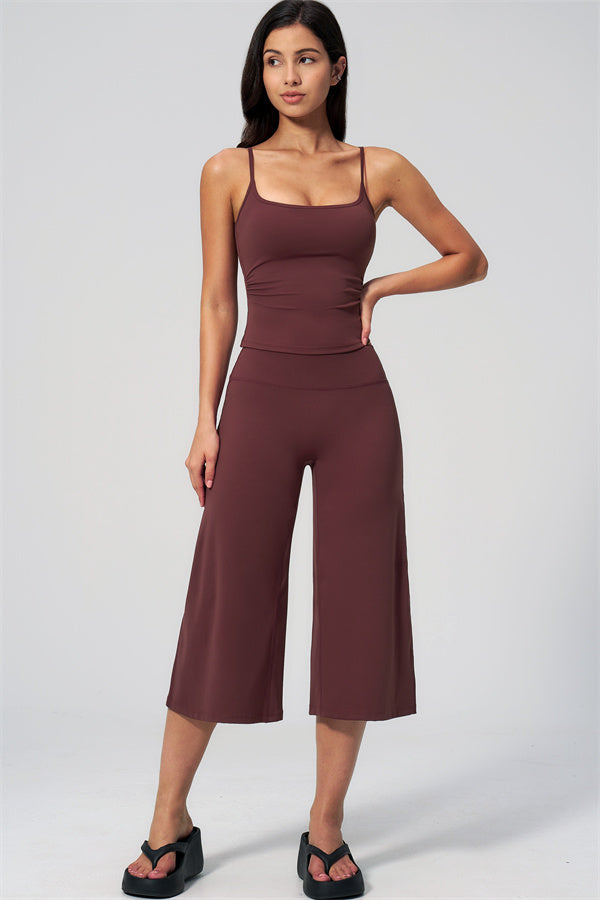 Nexus - Completo Top a Spalline e Pantaloni Corti a Gamba Larga per Donna