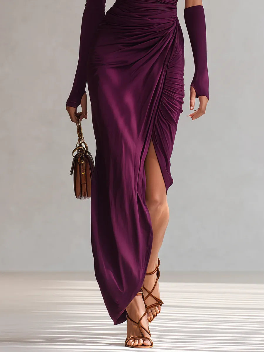 Rosalia™ - Elegante abito maxi roxo a ombro único