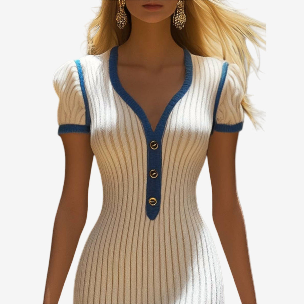 Élara™ Abito midi con dettagli contrastanti