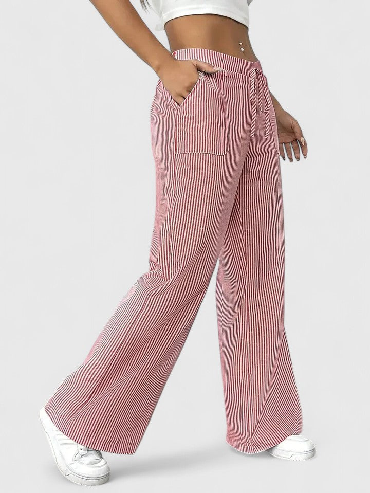 Dominique | Pantaloni larghi conodi con dittagli eleganti