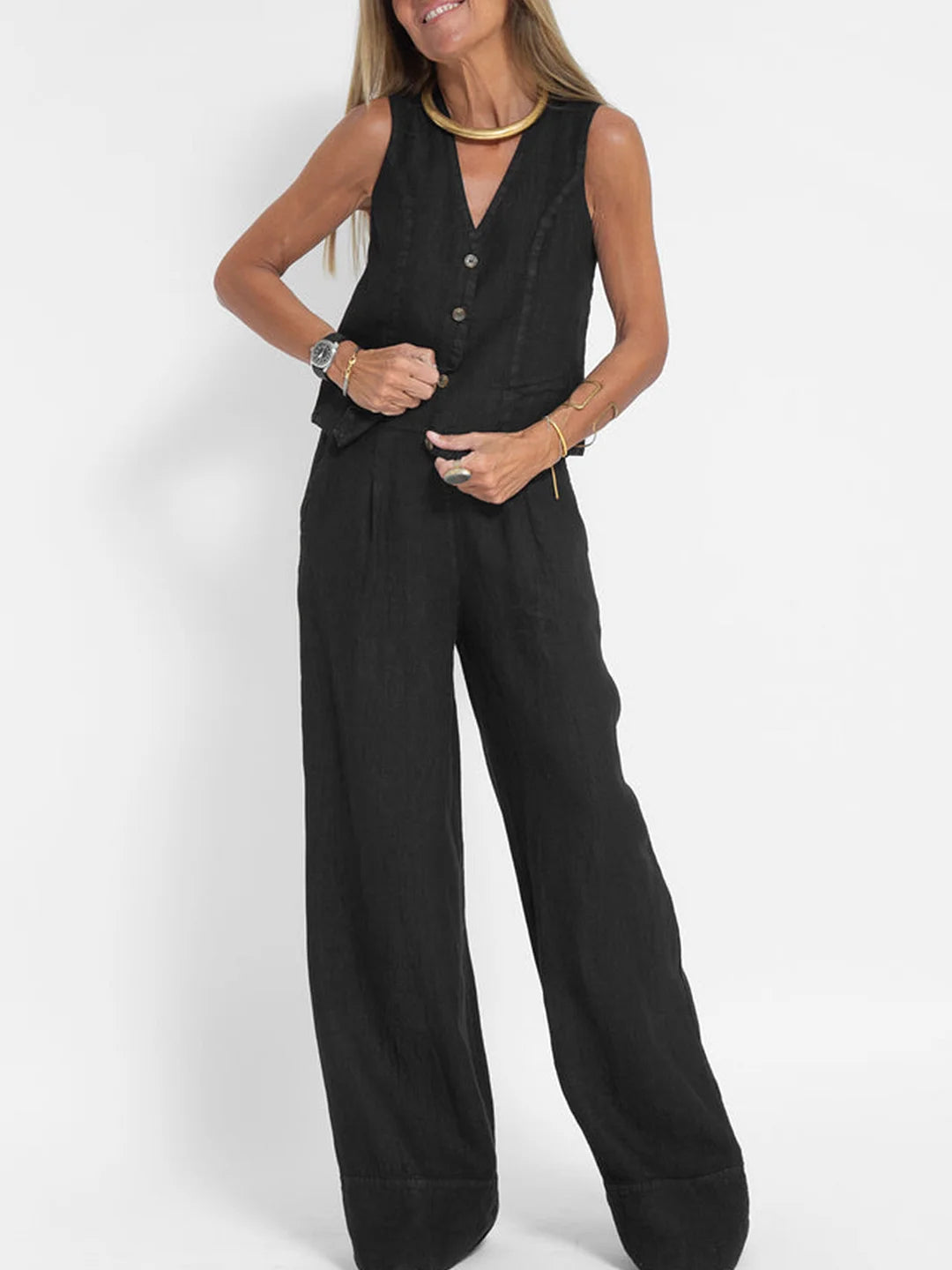 Ella | Set di pantaloni larghi con gilet (quasi esaurito)
