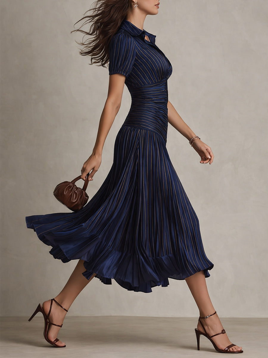 Adriana | Abito midi satinado di riscas retro da donna
