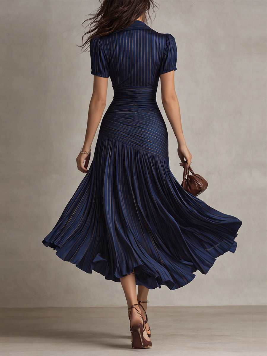 Adriana | Abito midi satinado di riscas retro da donna