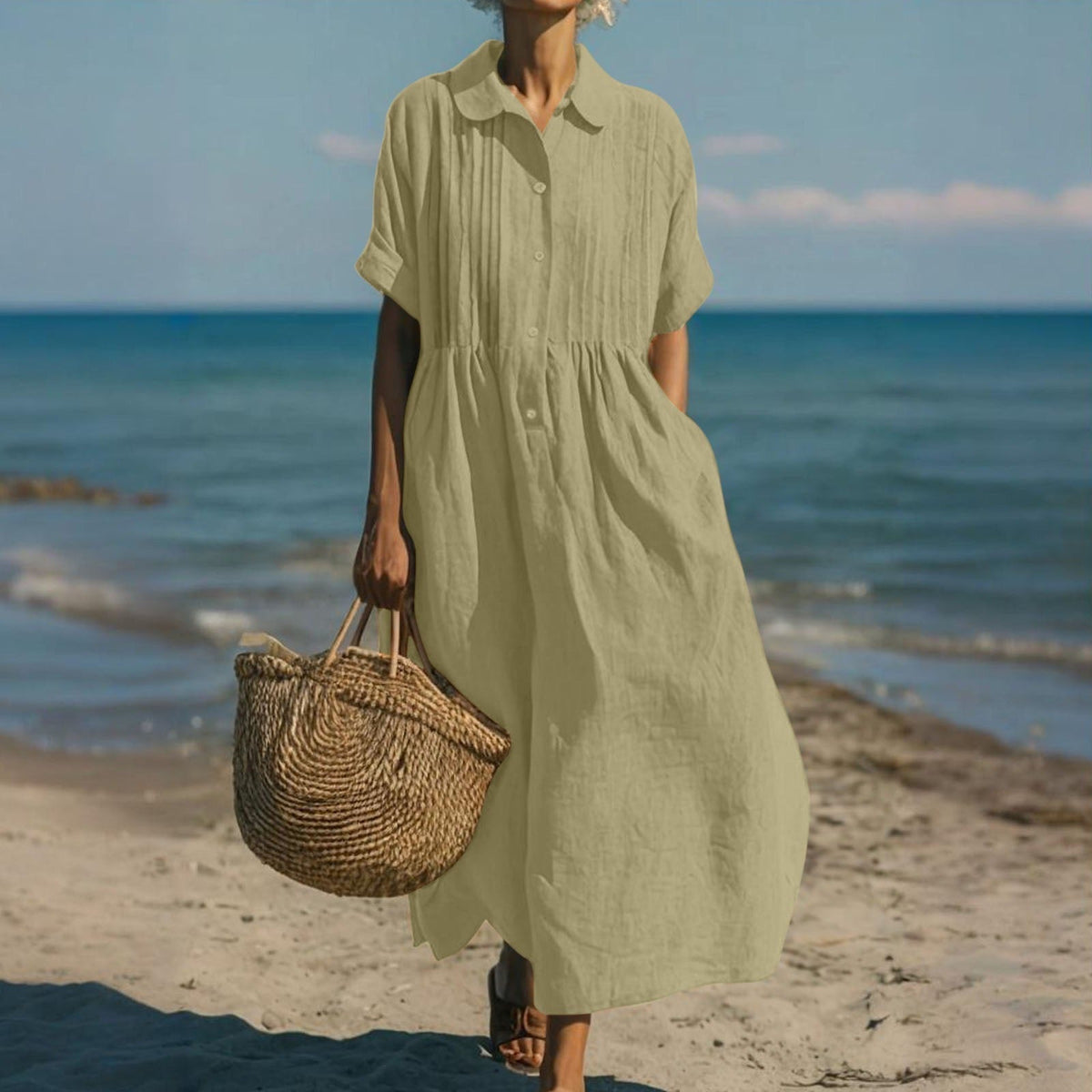 Arianne | Abito Camisola Fluida em Algodão Elegante da donna