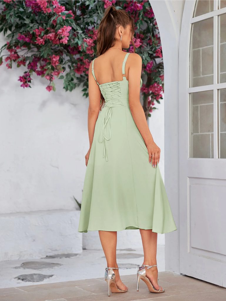 Claudia – Abito Cami con Busto Arricciato e Spacco