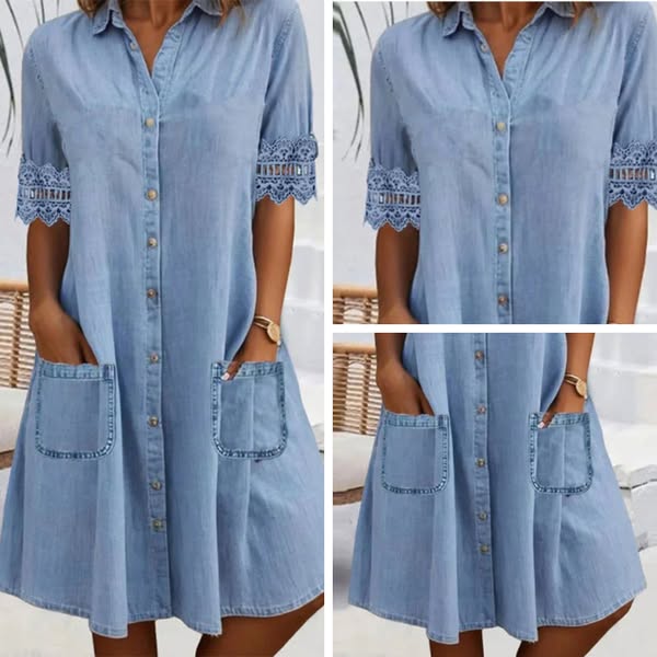 Jill | Abito denim aderente con tasche laterali