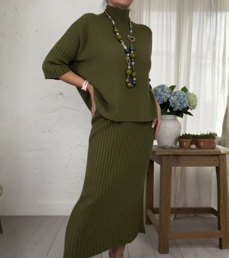 Debora | Set di Maglia con Gonna in Velluto a Coste da Donna