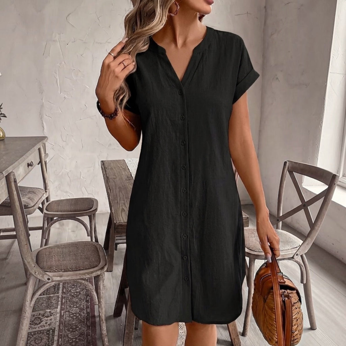 Tess | Vestito camicia in lino elegante e confortevole per Donna