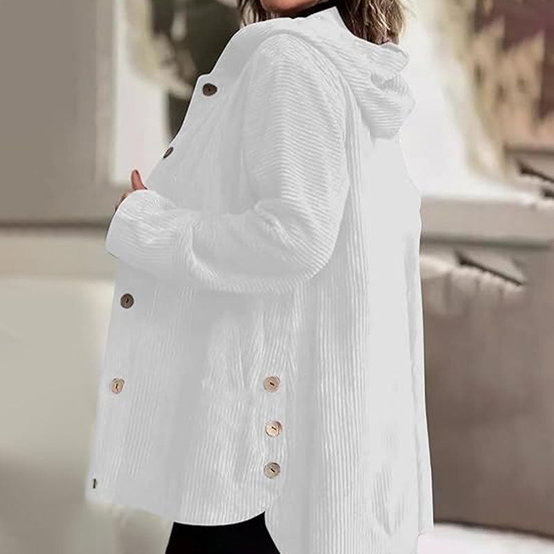 Giacca Casual di Velluto con Cappuccio per l'Autunno da Donna