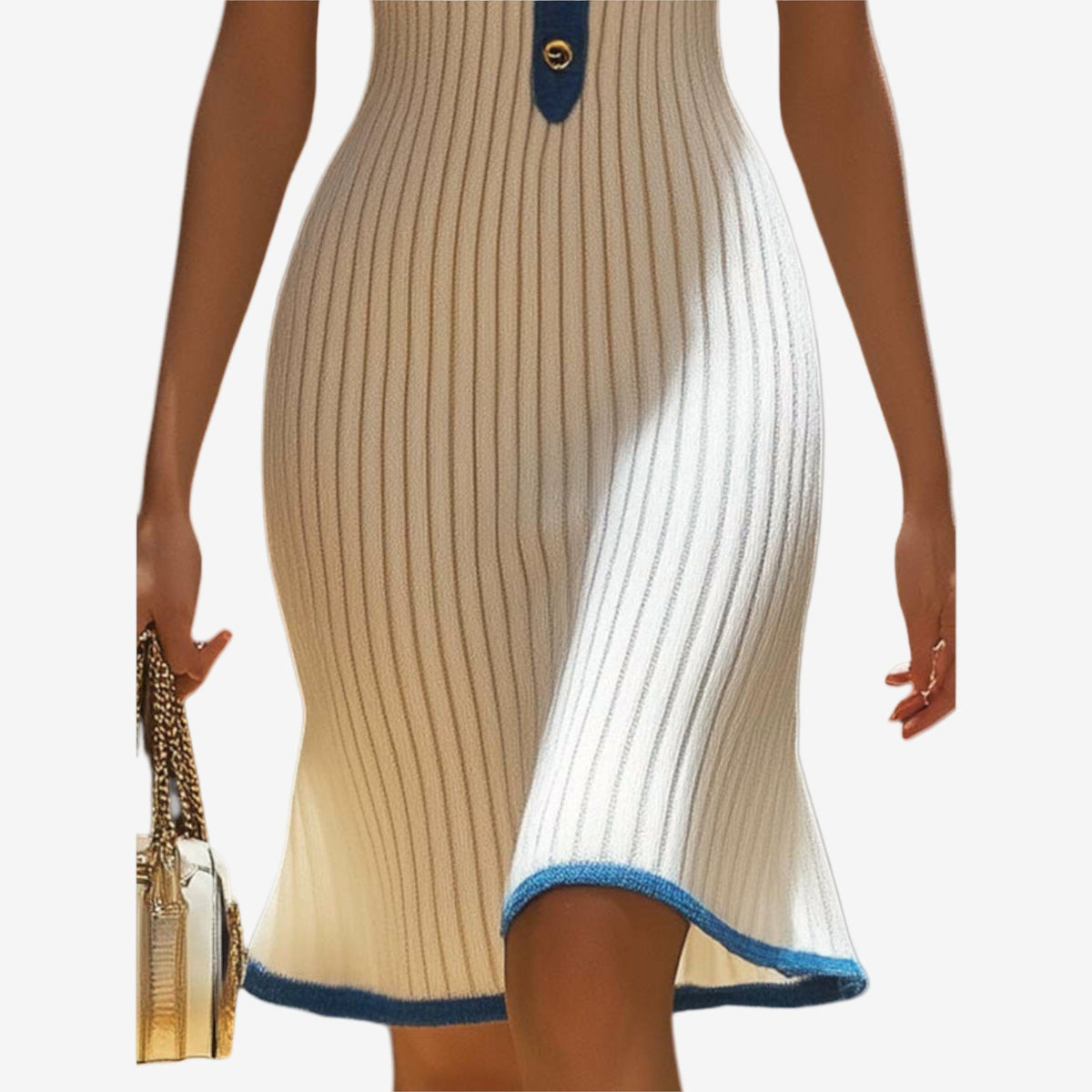Élara™ Abito midi con dettagli contrastanti
