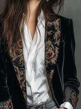 Carol - Blazer Slim Fit Nero Stampa Barocca per Donna