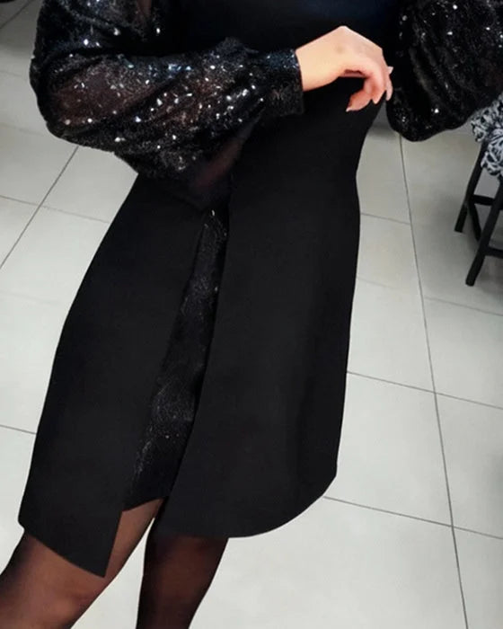 Iwona – Abito elegante da donna con maniche a palloncino brillanti