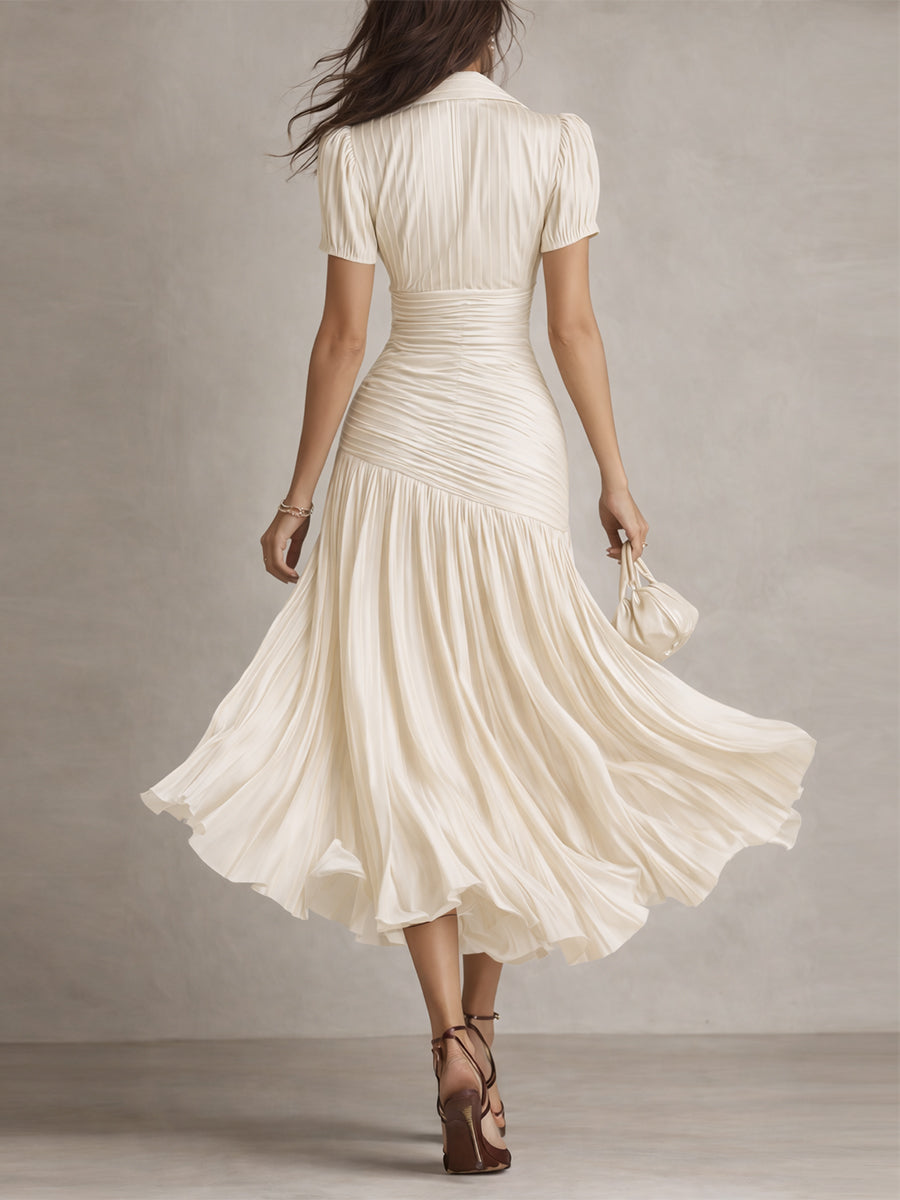Adriana | Abito midi satinado di riscas retro da donna