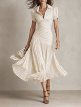 Adriana | Abito midi satinado di riscas retro da donna