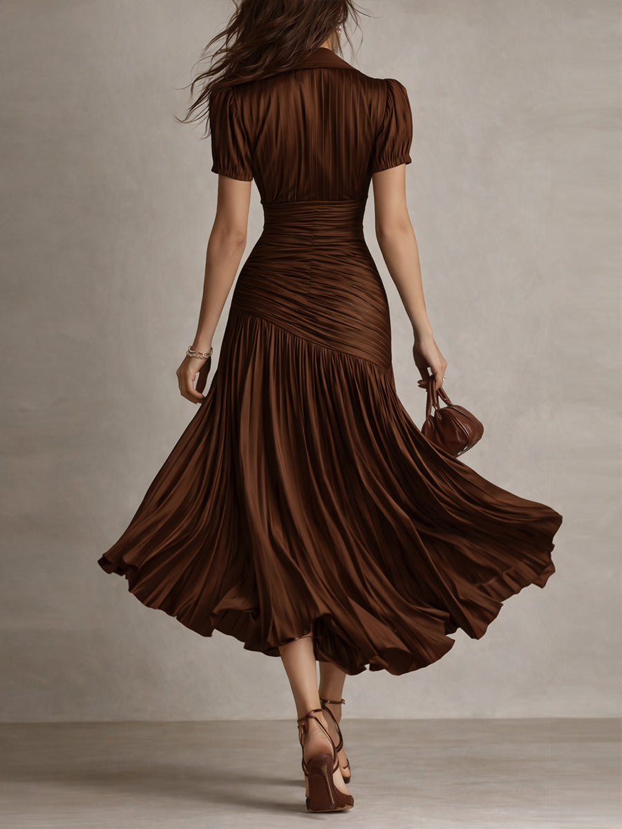 Adriana | Abito midi satinado di riscas retro da donna