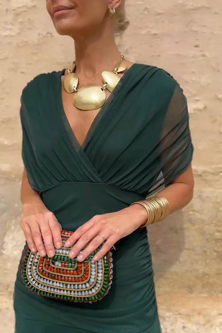 Alondra - Abito lungo da donna con stampa floreale e scollo a V