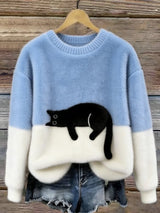 Luna | Maglione Feminino con Gráfico di Gatto