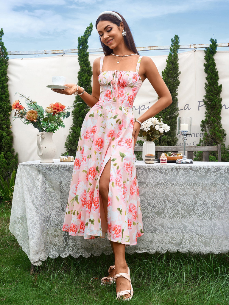Claudia – Abito Cami con Busto Arricciato e Spacco