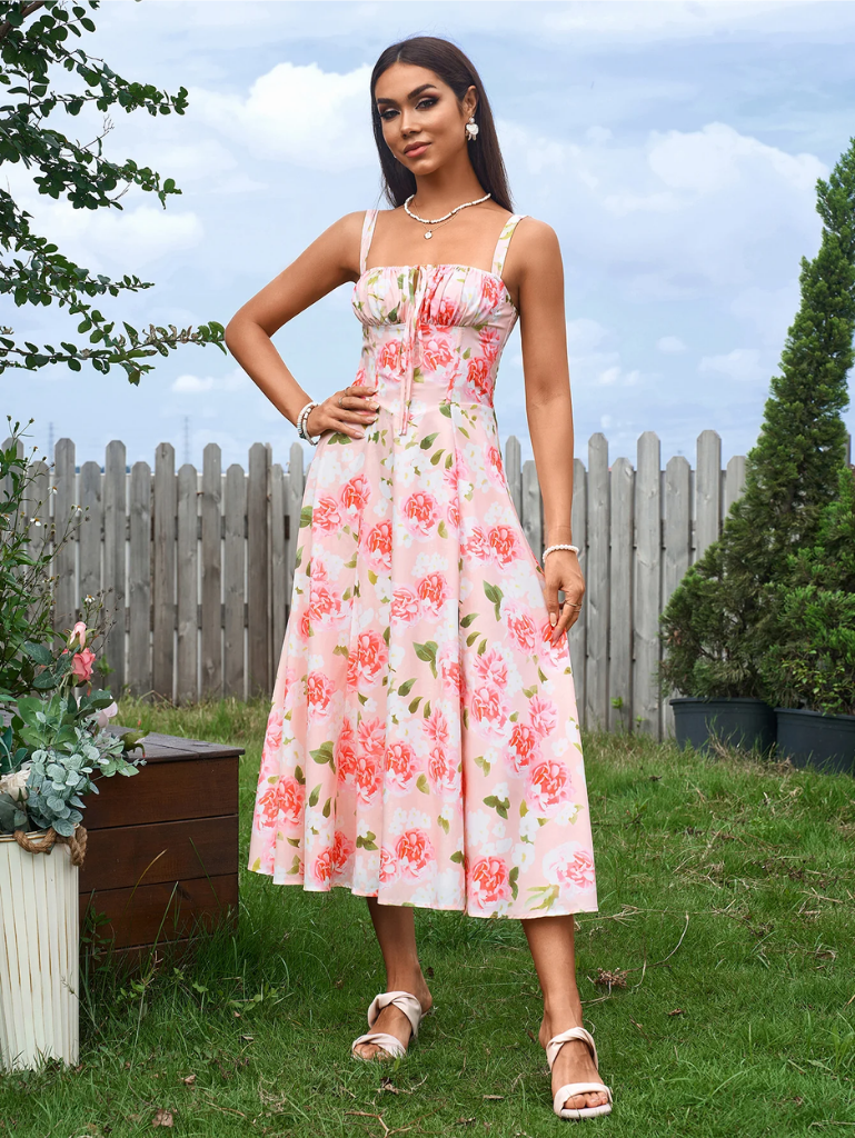 Claudia – Abito Cami con Busto Arricciato e Spacco