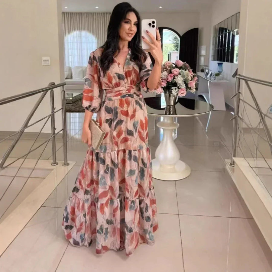 CLAUDIA | Abito lungo floreale con vestibilità confortevole per giorni eleganti