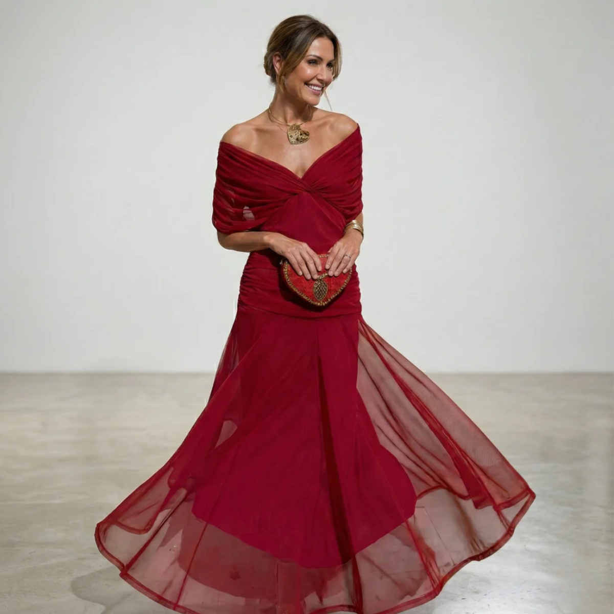 Alondra - Abito lungo da donna con stampa floreale e scollo a V