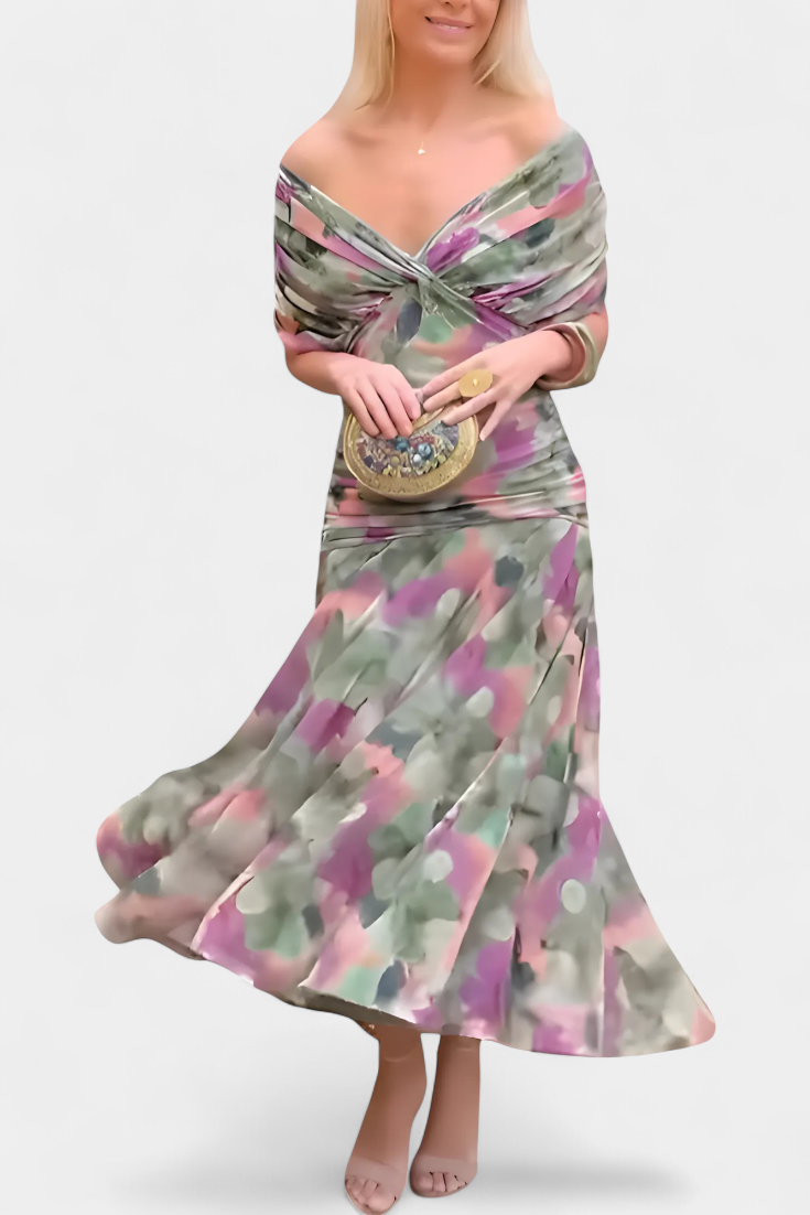 Magda™ | Abito largo di fiori con scollo a V