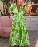 Carine | Abito con borsa e scollo a V con stampa floreale