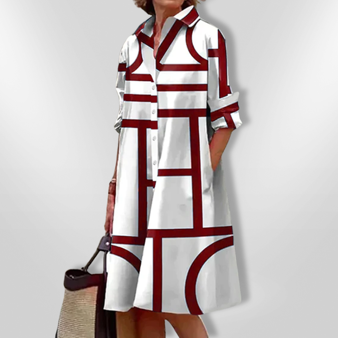 Helen | Abito midi con stampa geometrica da donna