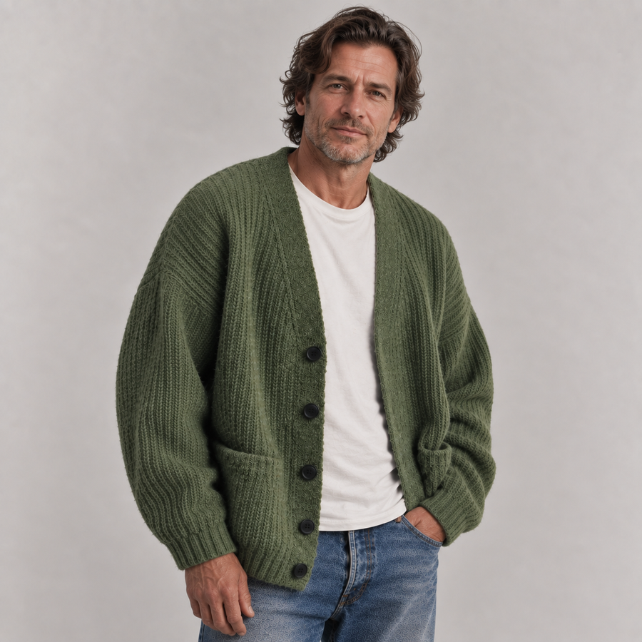 Nathaniel | Cardigan Relaxato con Scollatura a V per Uomo