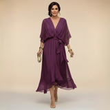 Monica - Abito em chiffon da donna con scollo a V