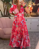 Carine | Abito con borsa e scollo a V con stampa floreale