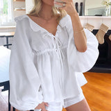 Set di blusa con babados Alexa, laço e shorts