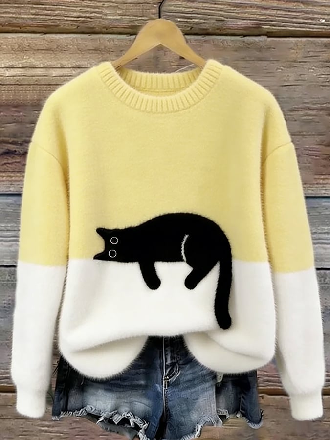Luna | Maglione Feminino con Gráfico di Gatto