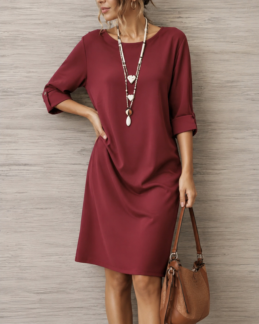 Sabine | Vestito Midi Fluido Effetto Pancia Piatta per Donna