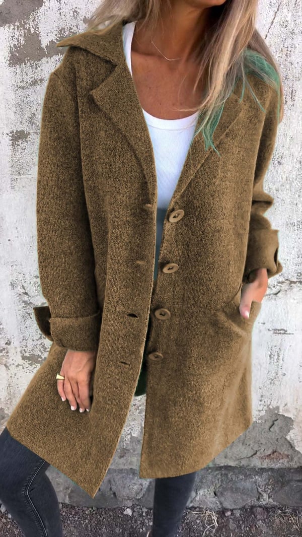 Baylea - Cappotto casual con revers e chiusura monopetto la bottoni