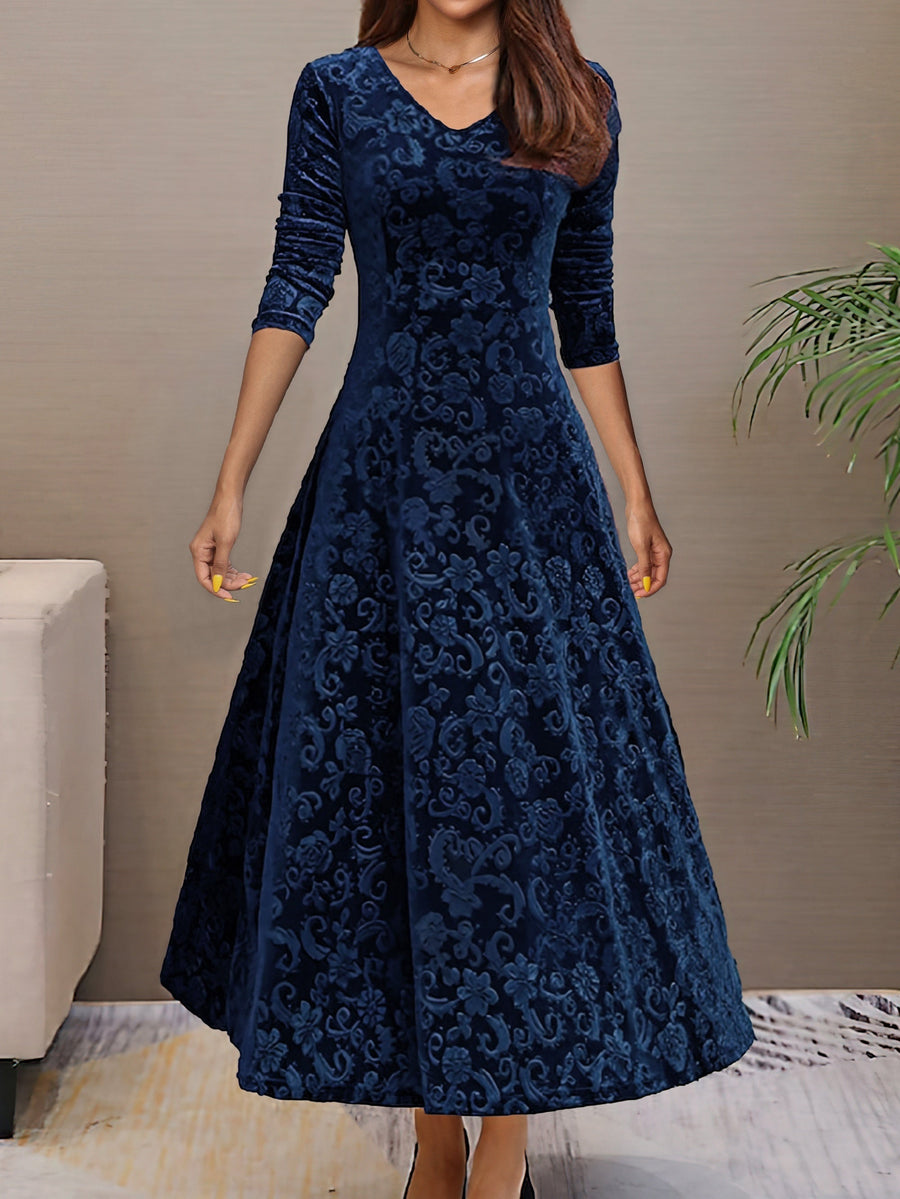Denise | Elegante abito di festa em veludo con scollo a V
