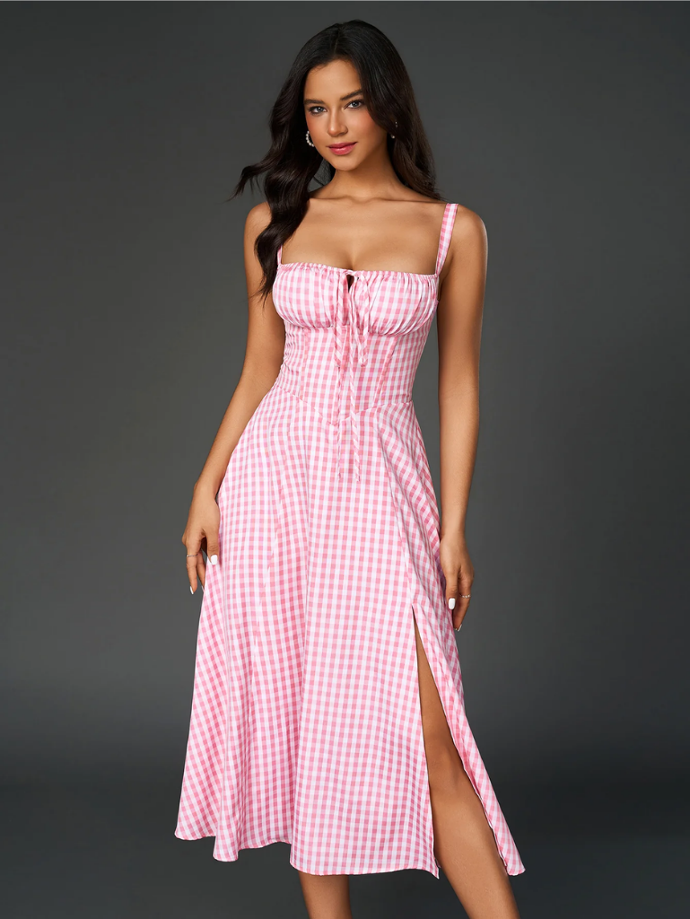 Claudia – Abito Cami con Busto Arricciato e Spacco