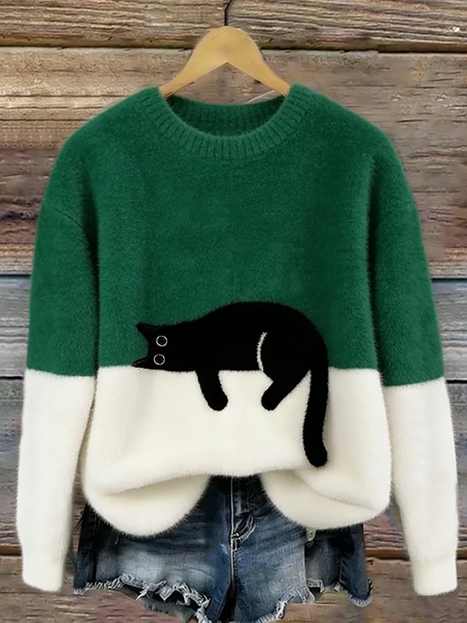 Luna | Maglione Feminino con Gráfico di Gatto