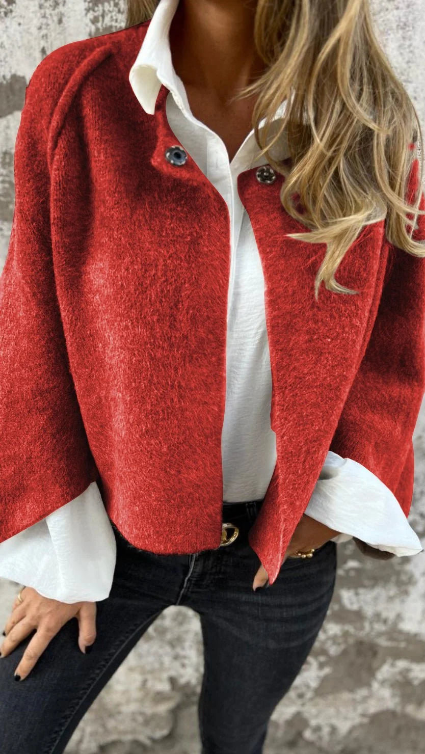 Celeste - Cappotto in lana con collo rotondo e maniche lunghe