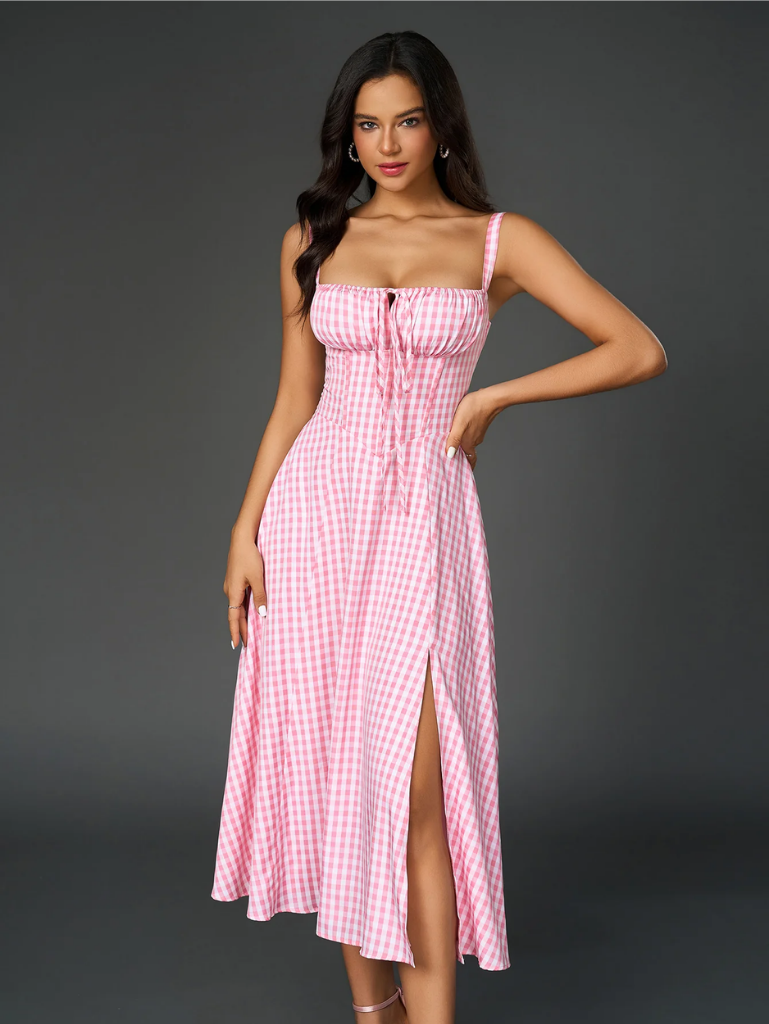 Claudia – Abito Cami con Busto Arricciato e Spacco