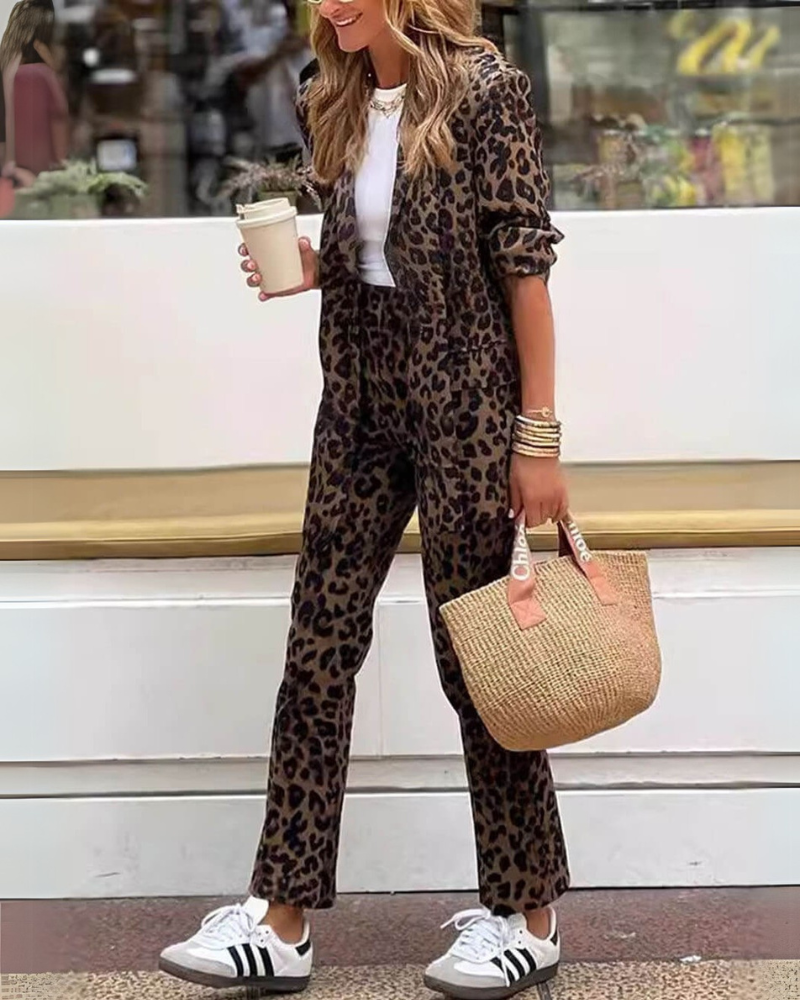 Arila™ – Set di abito e pantaloni con stampa leopardata